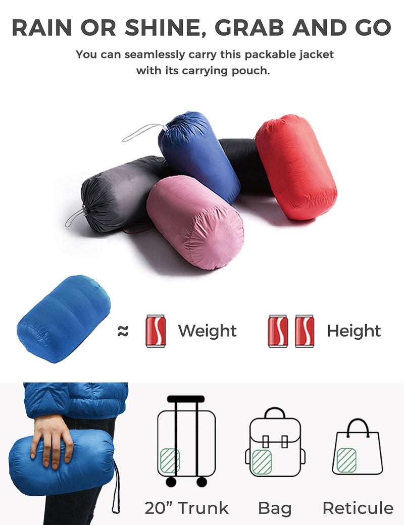 wantdo Women's Bubble Coat Packable Ultra Light Weight Winter Jacket (Acid Blue, Large) - Image 4